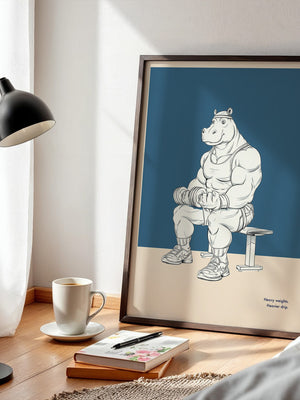 Muskel-Nilpferd Bankdrücken Comic