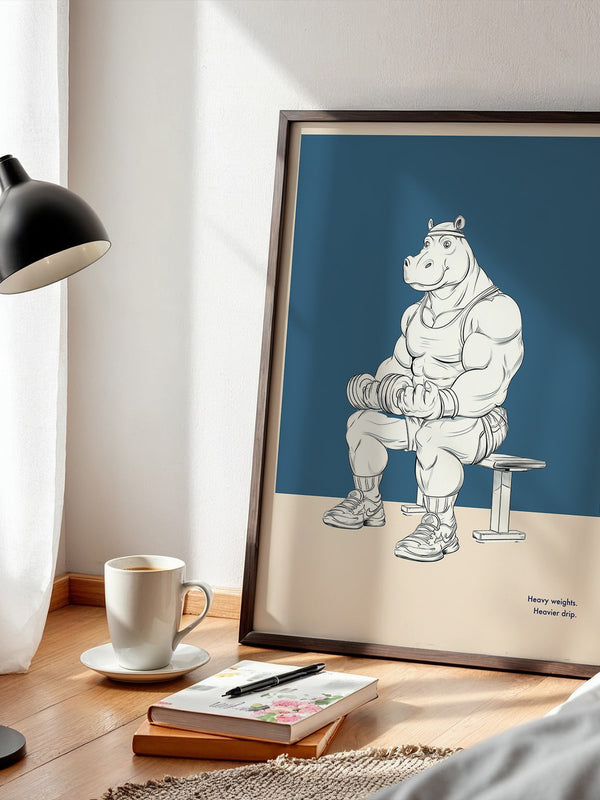 Muskel-Nilpferd Bankdrücken Comic