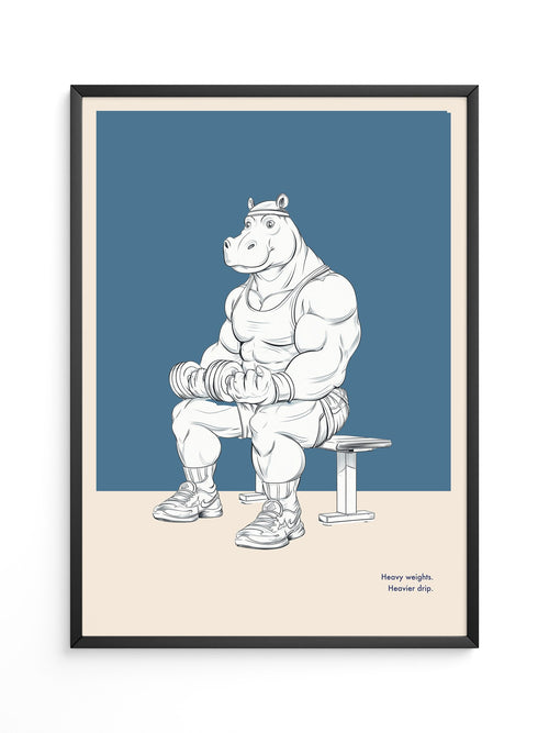 Muskel-Nilpferd Bankdrücken Comic