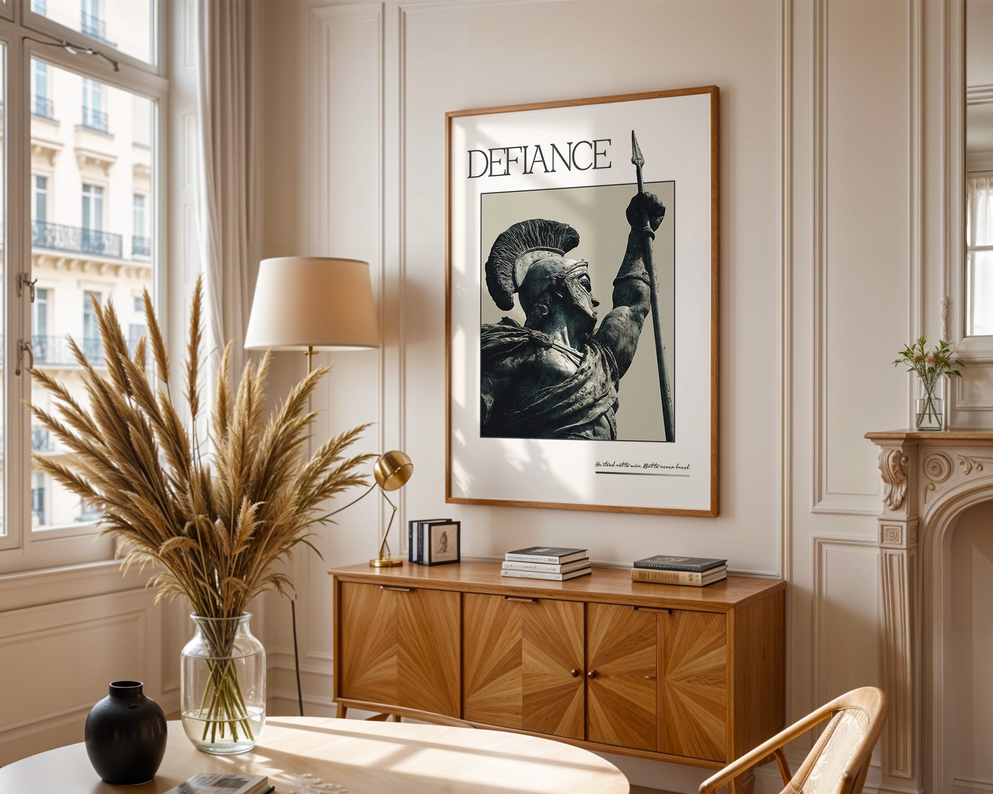 Antike Kriegerstatue im Profil