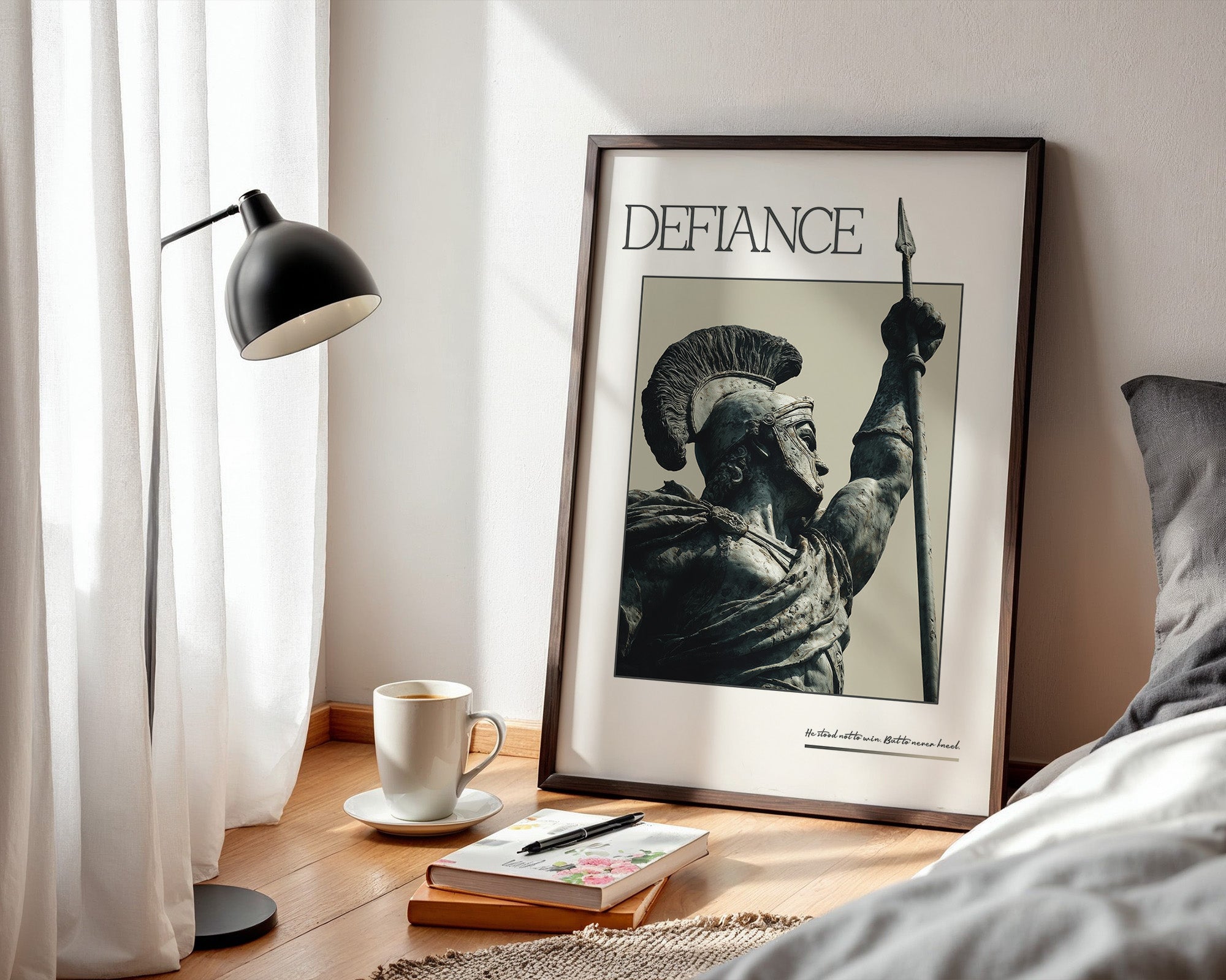 Antike Kriegerstatue im Profil