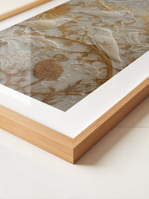 Vögel Relief Gold Weiß