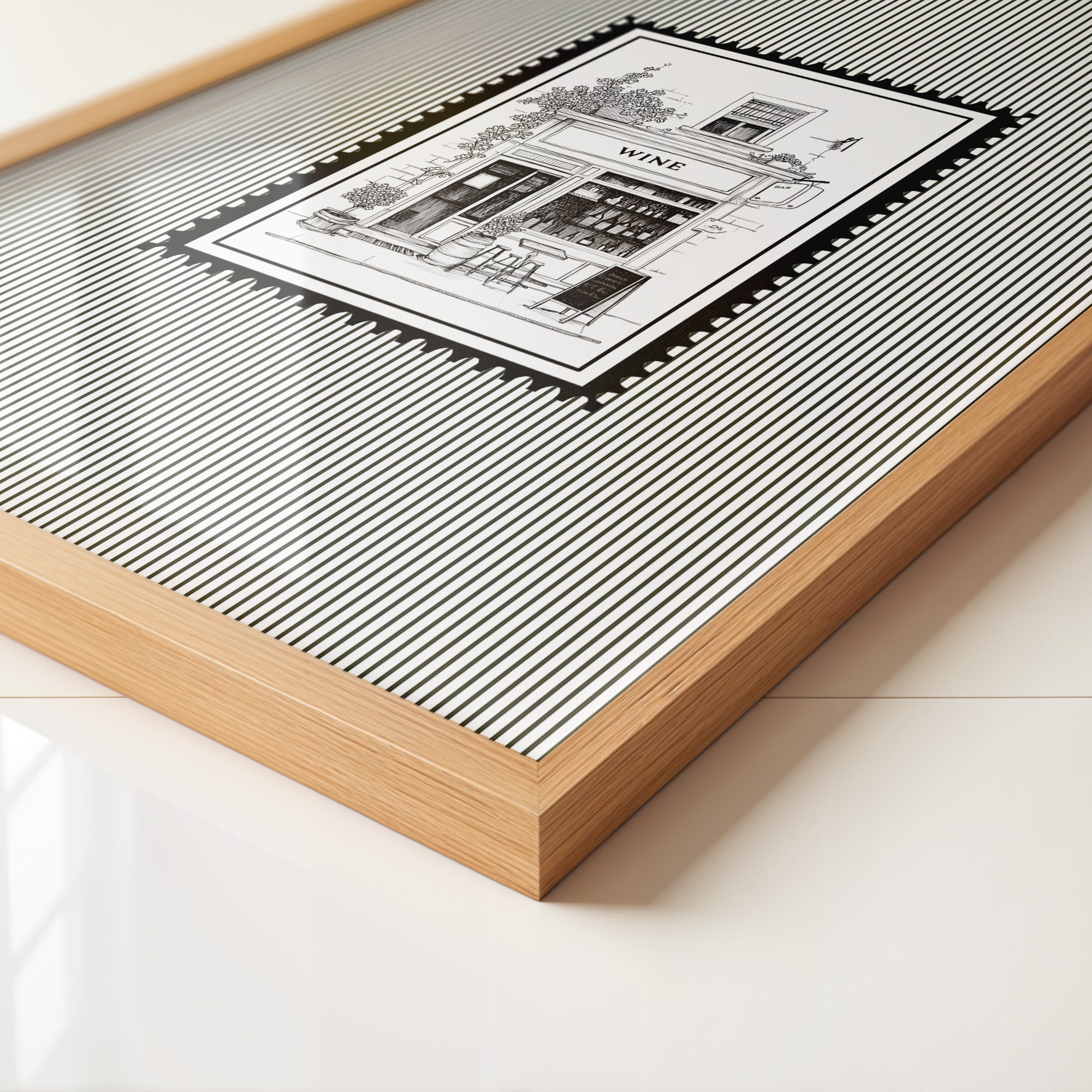 Weinladen Illustration Schwarzweiß