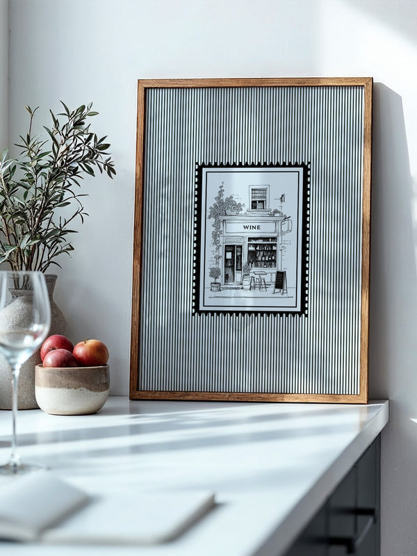 Weinladen Illustration Schwarzweiß