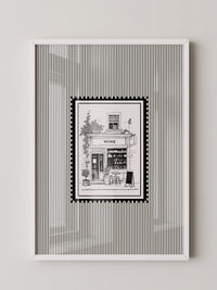 Weinladen Illustration Schwarzweiß