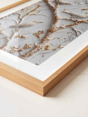 Vögel Äste Relief Goldakzente