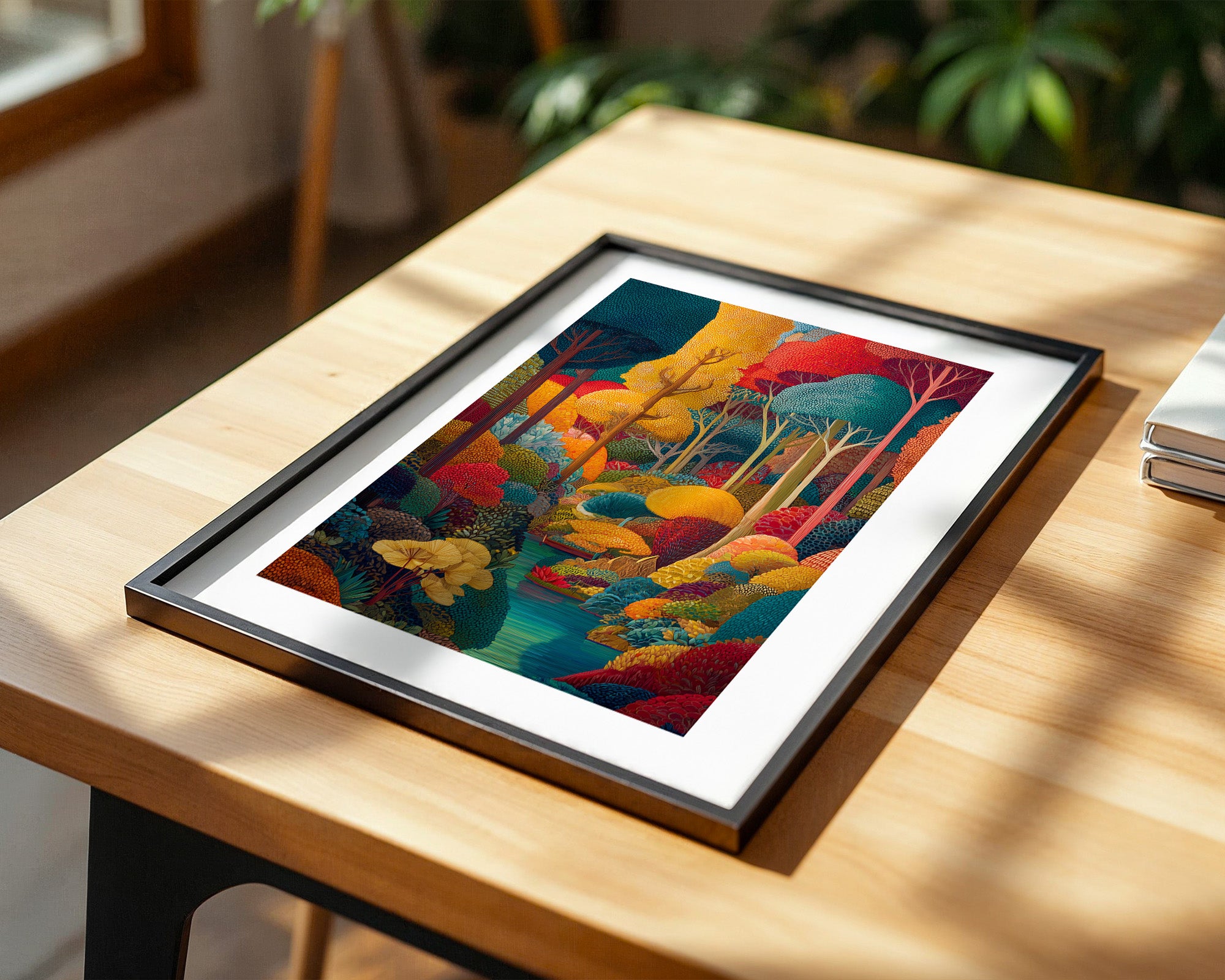 Bunter Herbstwald Flussweg