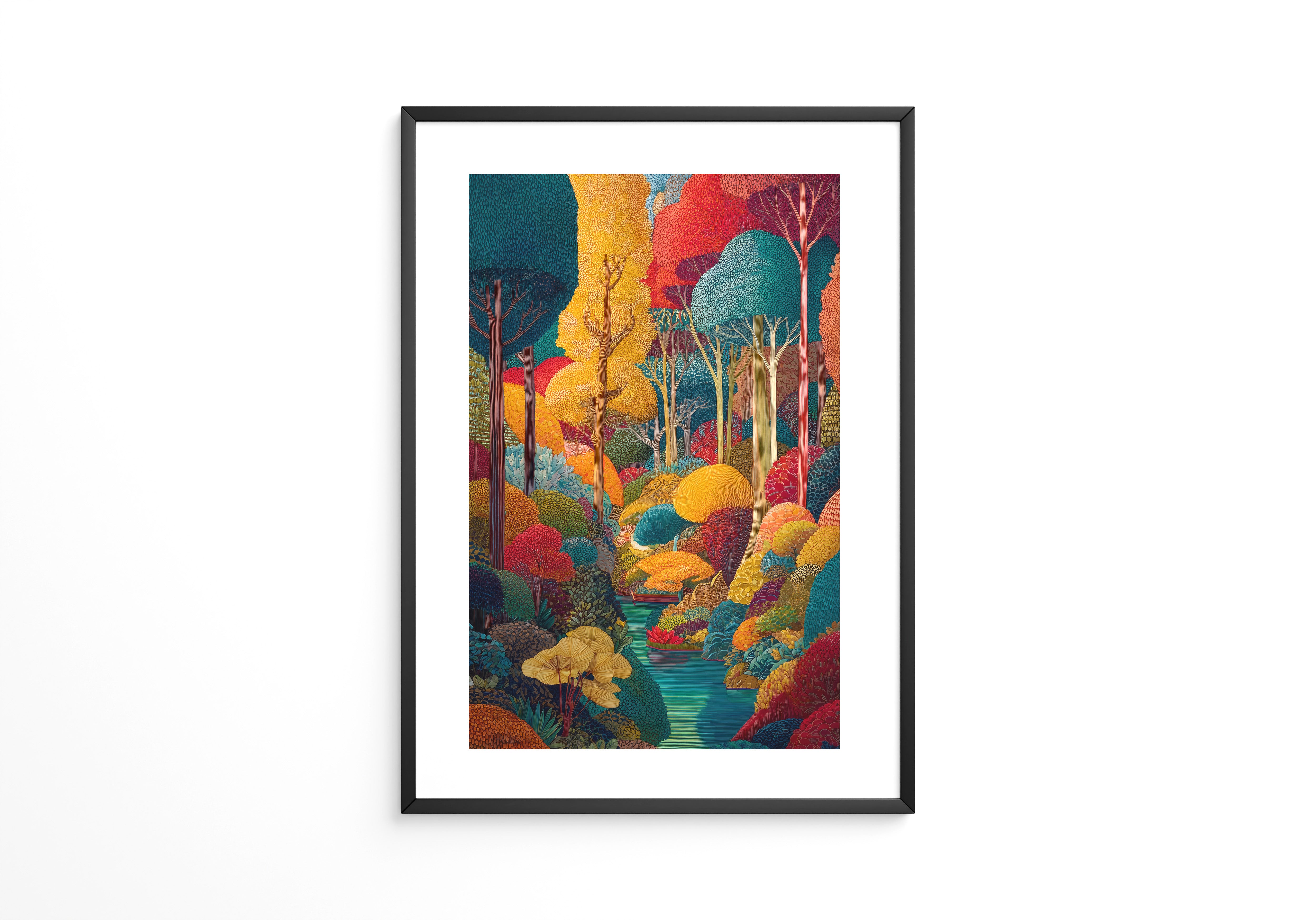 Bunter Herbstwald Flussweg