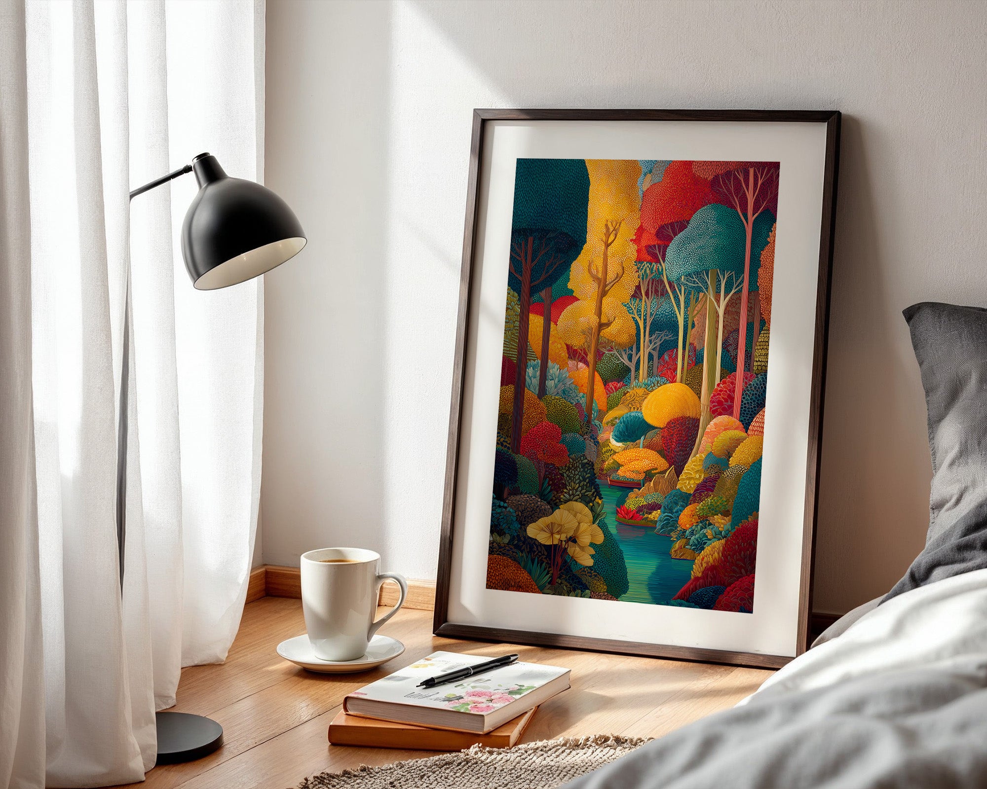 Bunter Herbstwald Flussweg