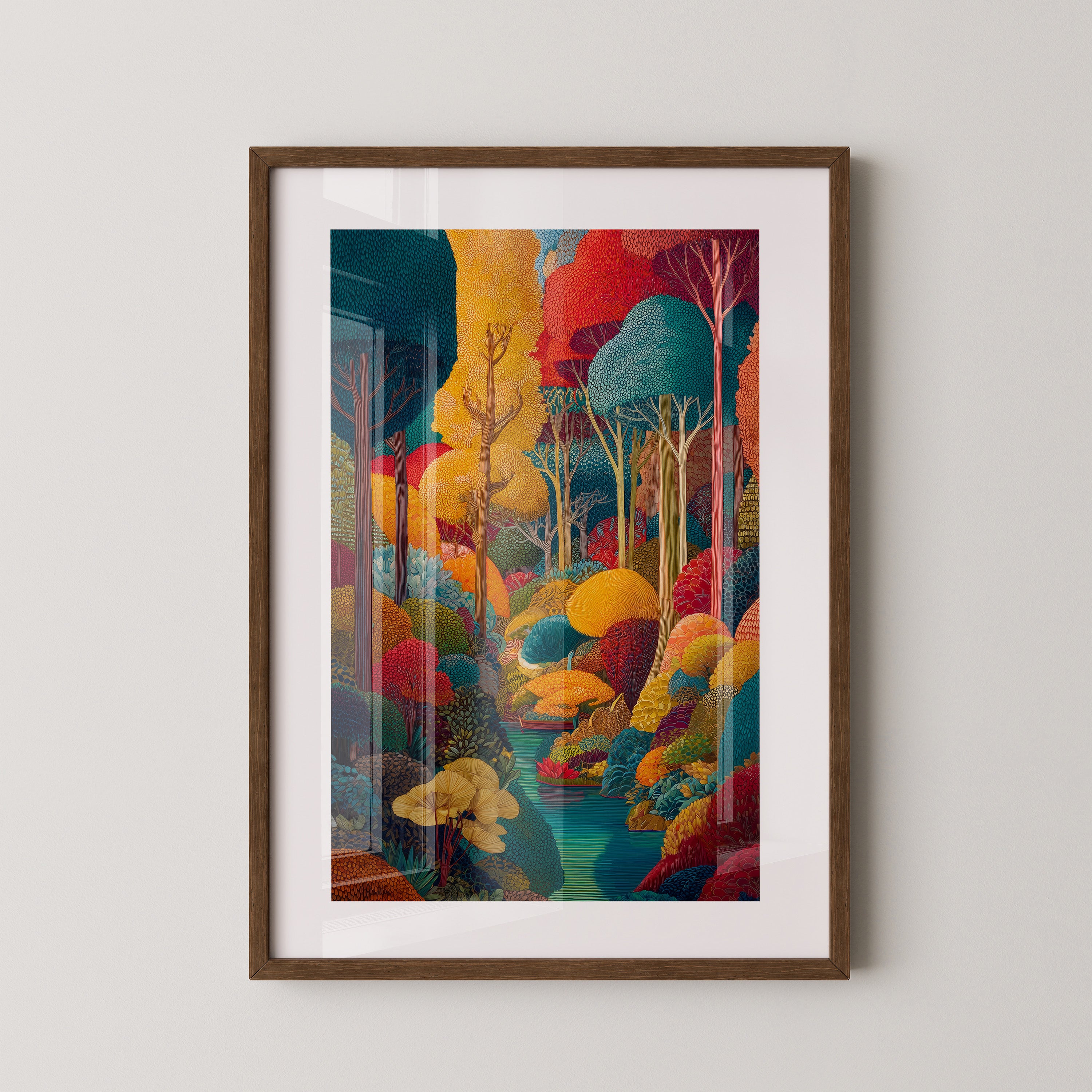 Bunter Herbstwald Flussweg