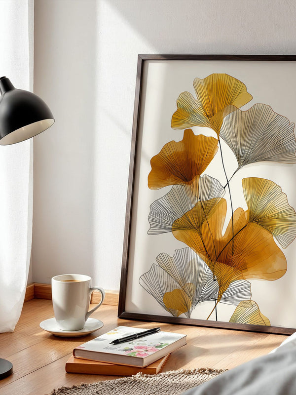 Ginkgo Blätter Aquarellkunst