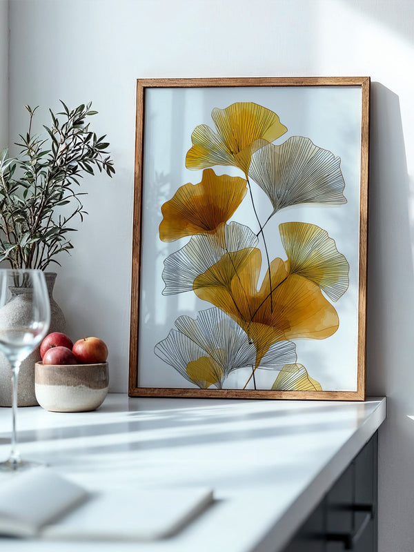 Ginkgo Blätter Aquarellkunst