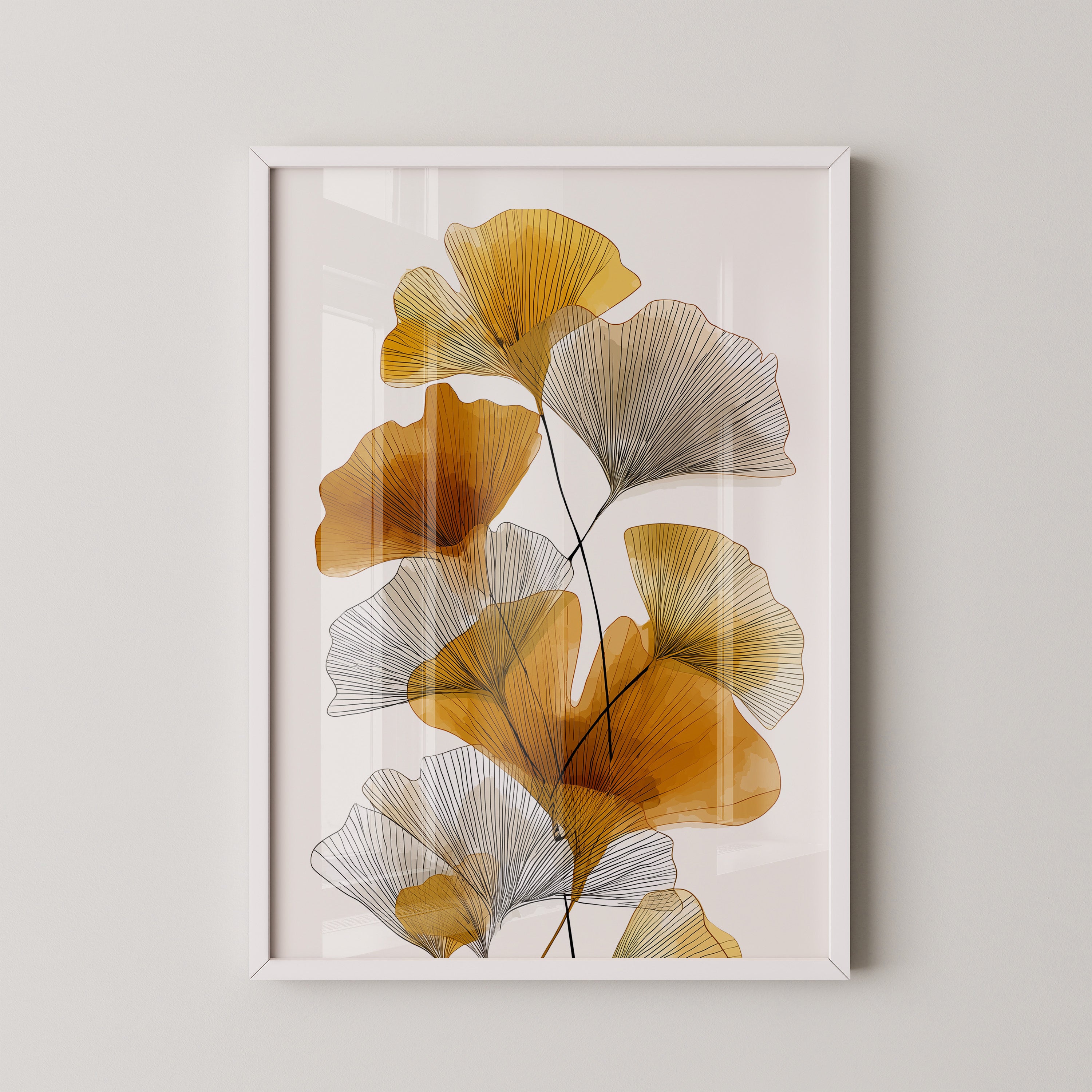 Ginkgo Blätter Aquarellkunst