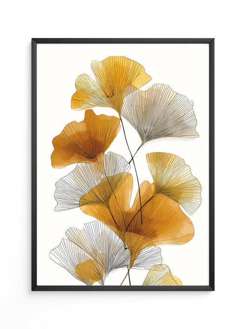 Ginkgo Blätter Aquarellkunst