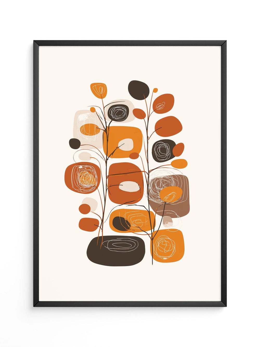 Abstrakte Blumen Braun Orange
