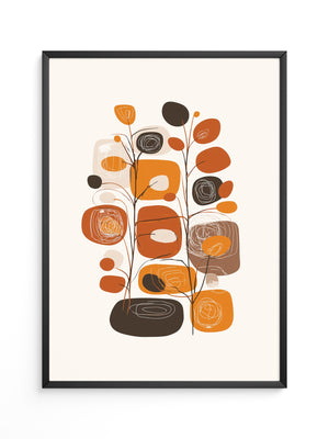 Abstrakte Blumen Braun Orange