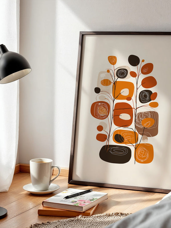 Abstrakte Blumen Braun Orange