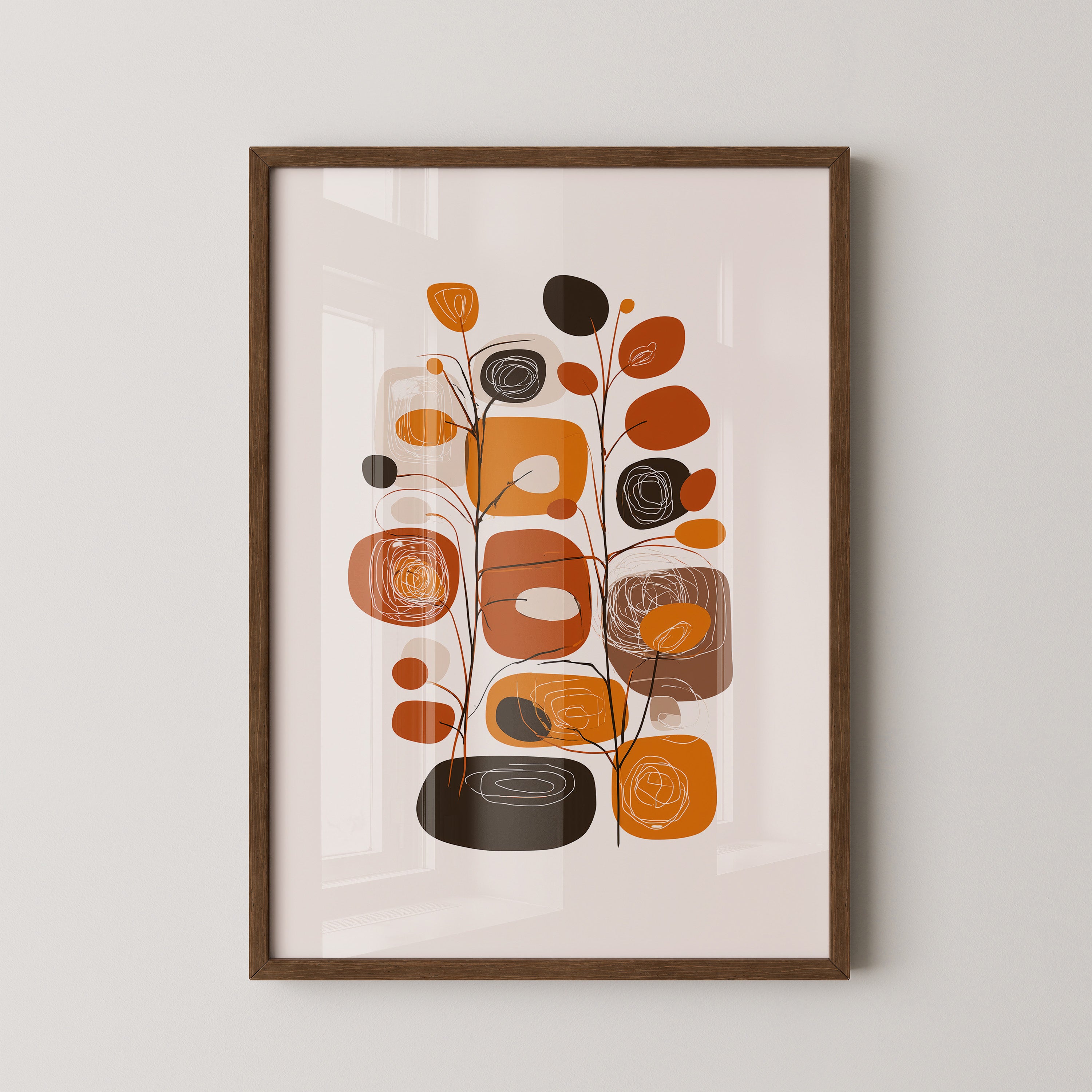 Abstrakte Blumen Braun Orange