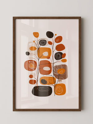Abstrakte Blumen Braun Orange