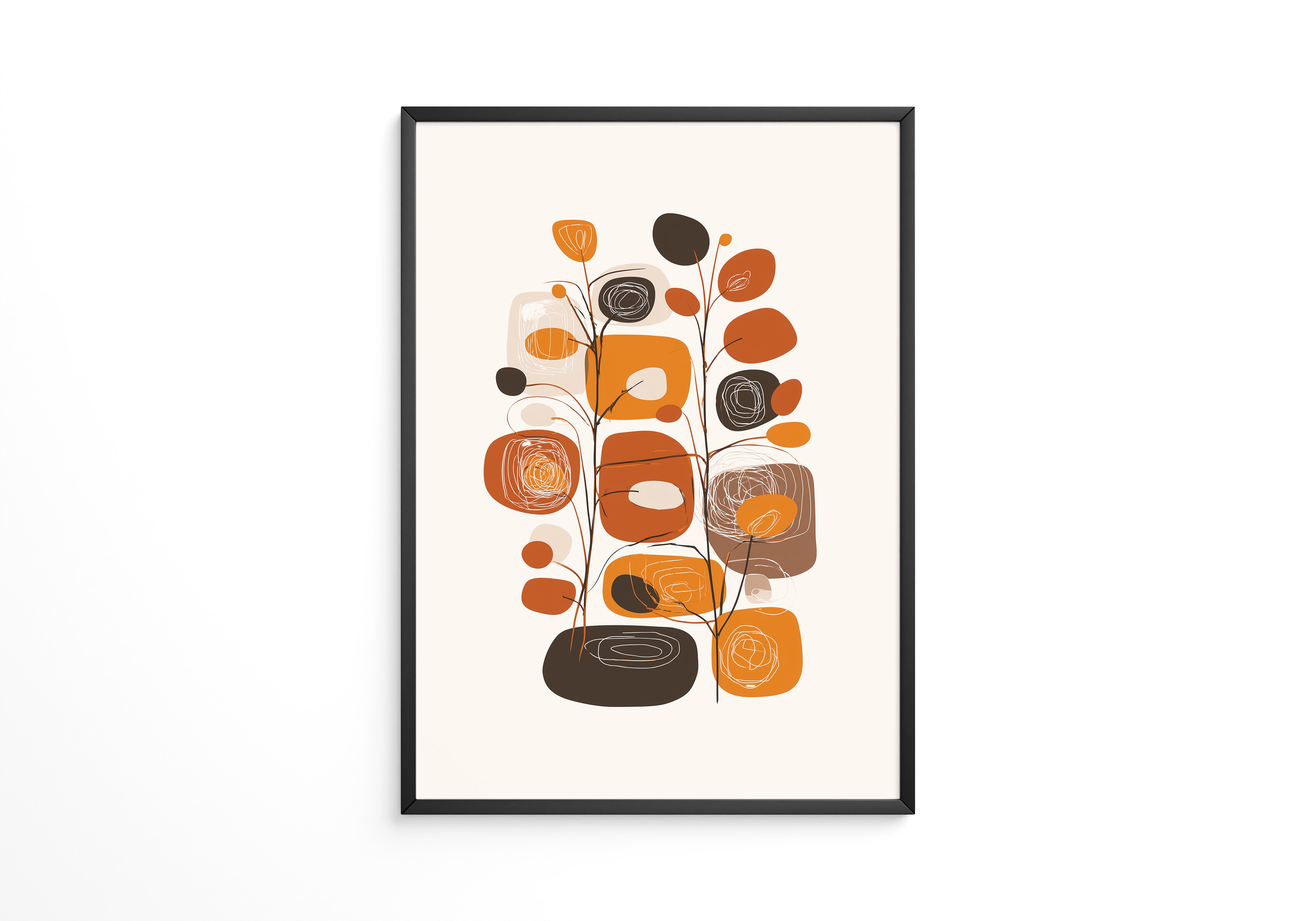 Abstrakte Blumen Braun Orange