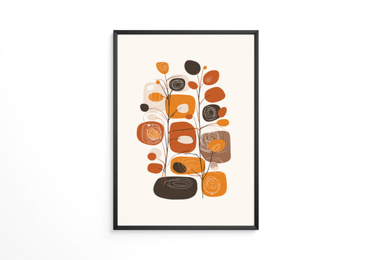 Abstrakte Blumen Braun Orange