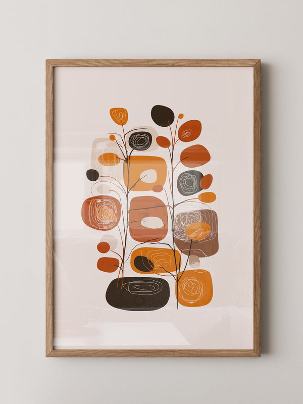 Abstrakte Blumen Braun Orange