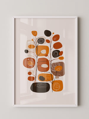 Abstrakte Blumen Braun Orange