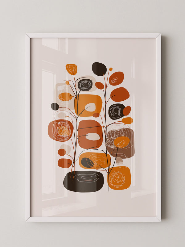 Abstrakte Blumen Braun Orange