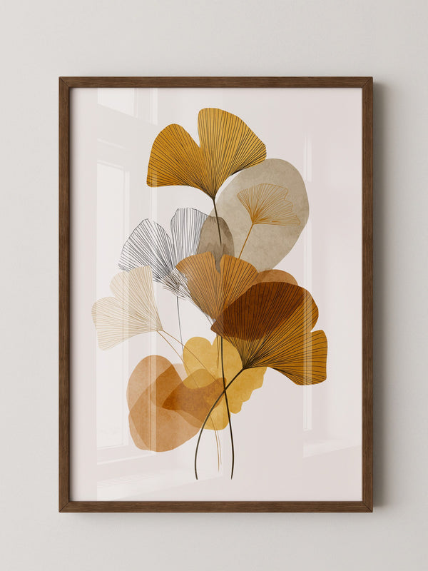 Ginkgoblätter Abstraktillustration Braun