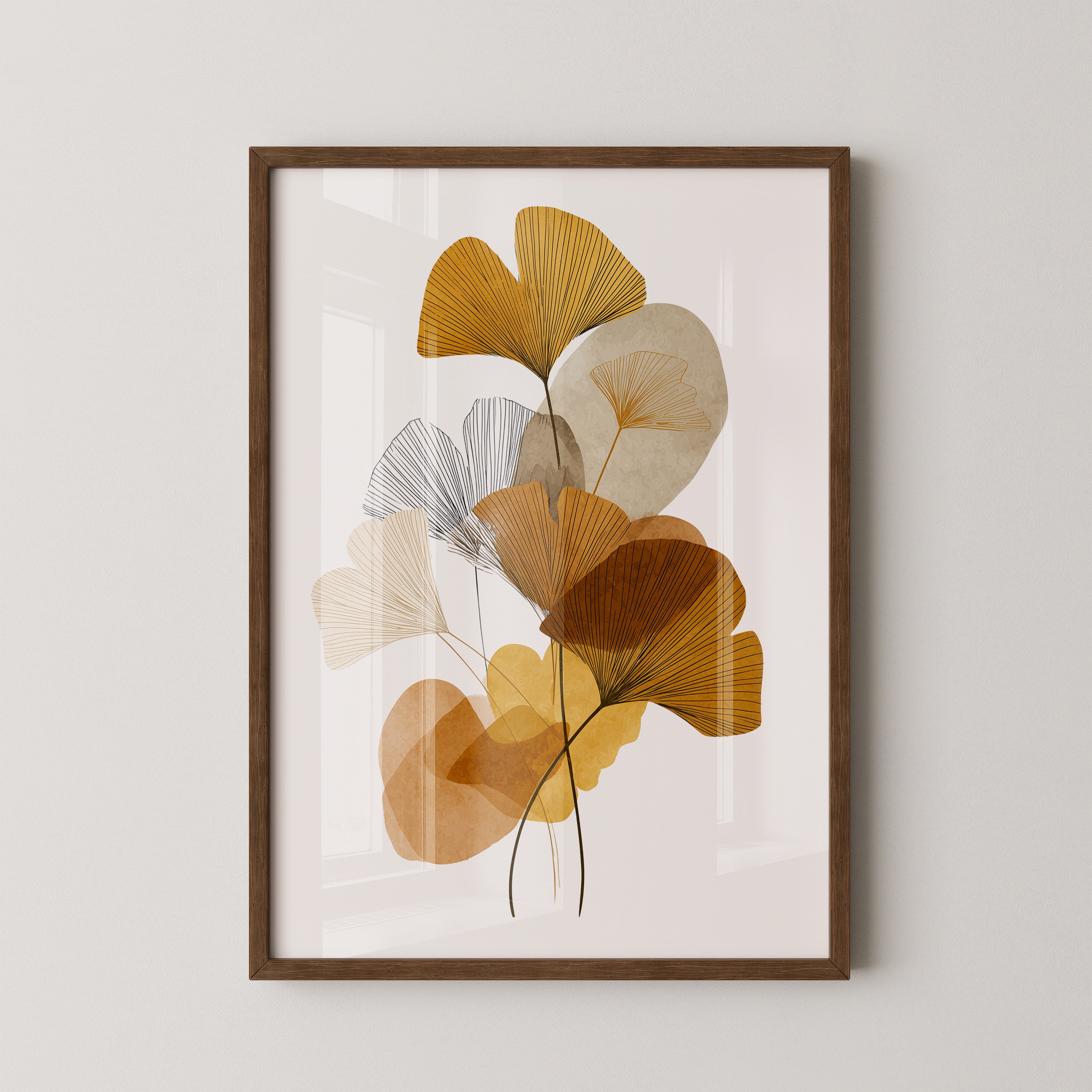 Ginkgoblätter Abstraktillustration Braun