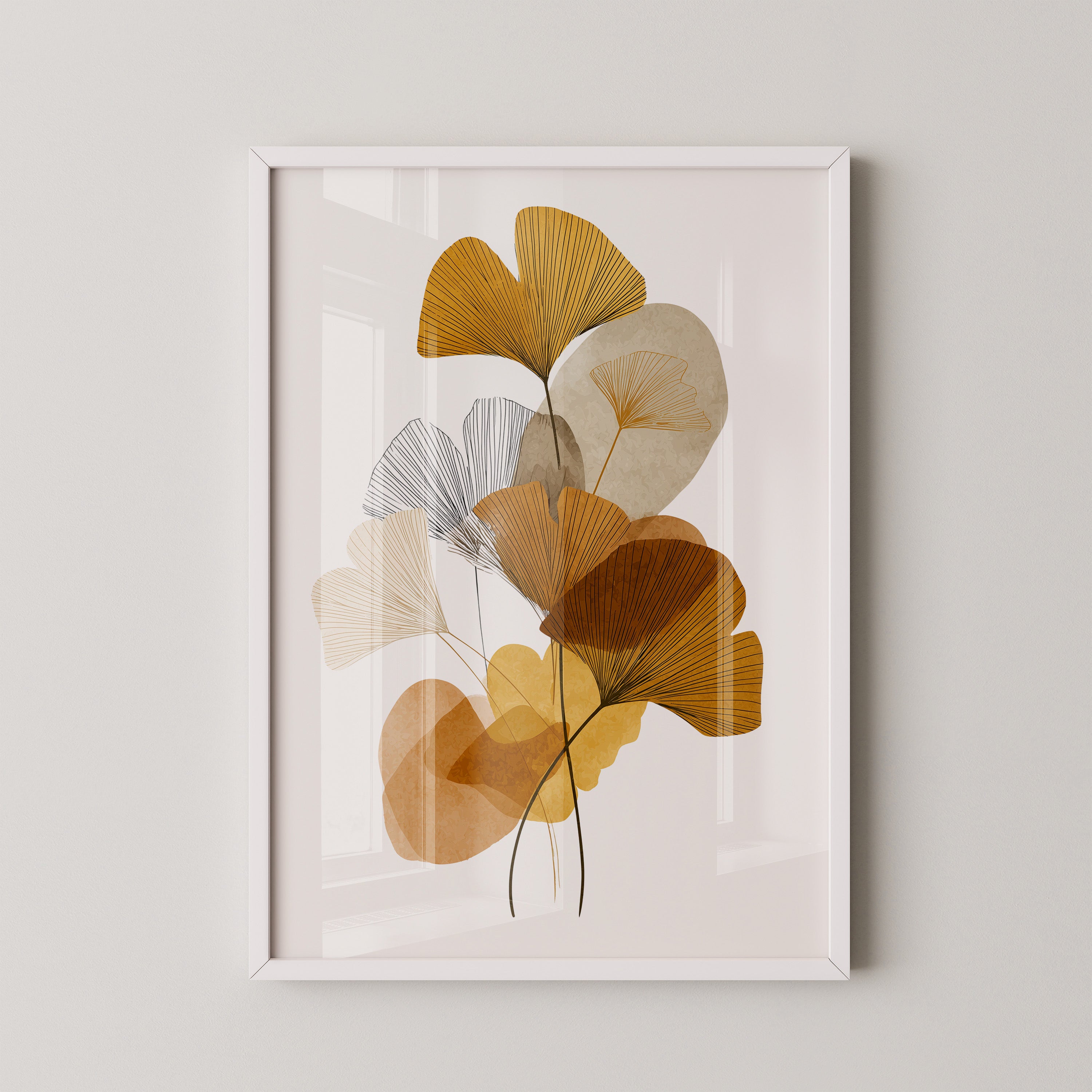 Ginkgoblätter Abstraktillustration Braun