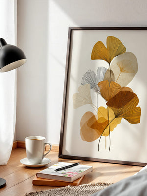 Ginkgoblätter Abstraktillustration Braun
