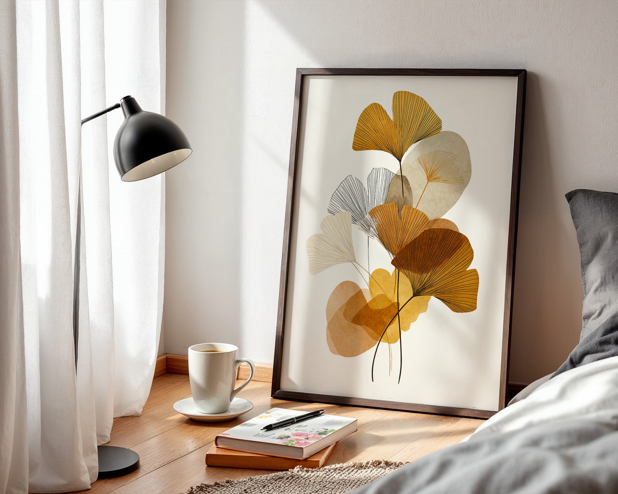 Ginkgoblätter Abstraktillustration Braun