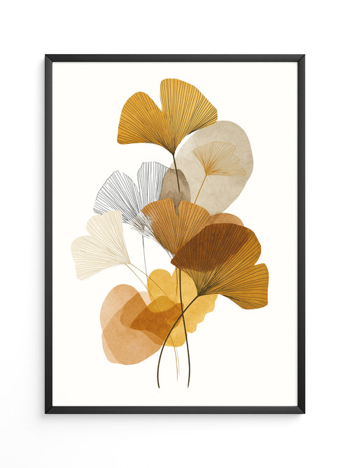 Ginkgoblätter Abstraktillustration Braun