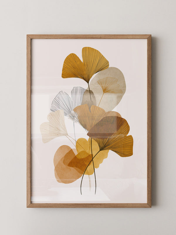 Ginkgoblätter Abstraktillustration Braun