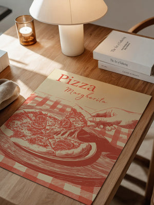 Pizza Margherita Retro-Illustration