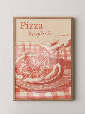 Pizza Margherita Retro-Illustration