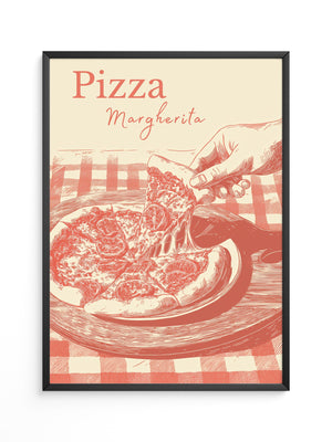 Pizza Margherita Retro-Illustration
