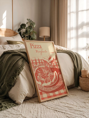 Pizza Margherita Retro-Illustration