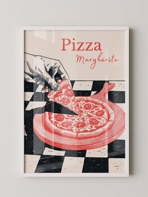 Pizza Margherita Retro Art