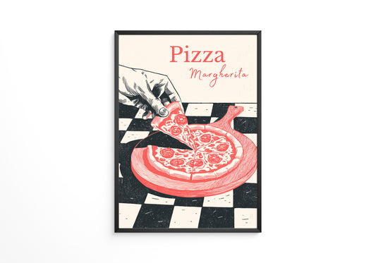 Pizza Margherita Retro Art