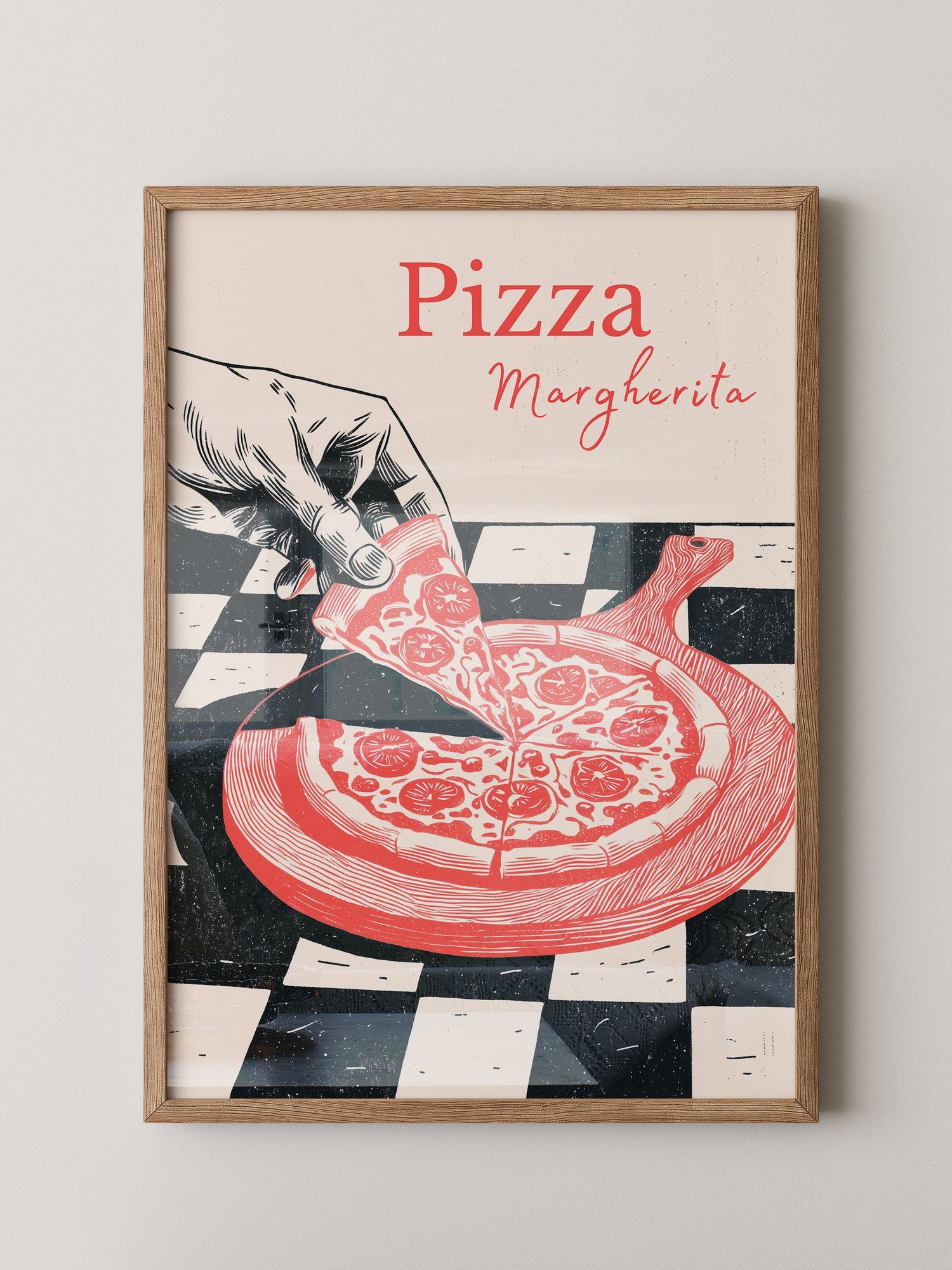 Pizza Margherita Retro Art