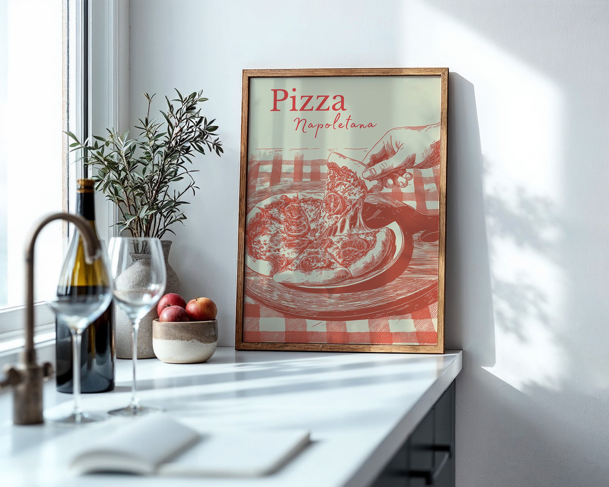 Pizza Illustration Retro-Stil
