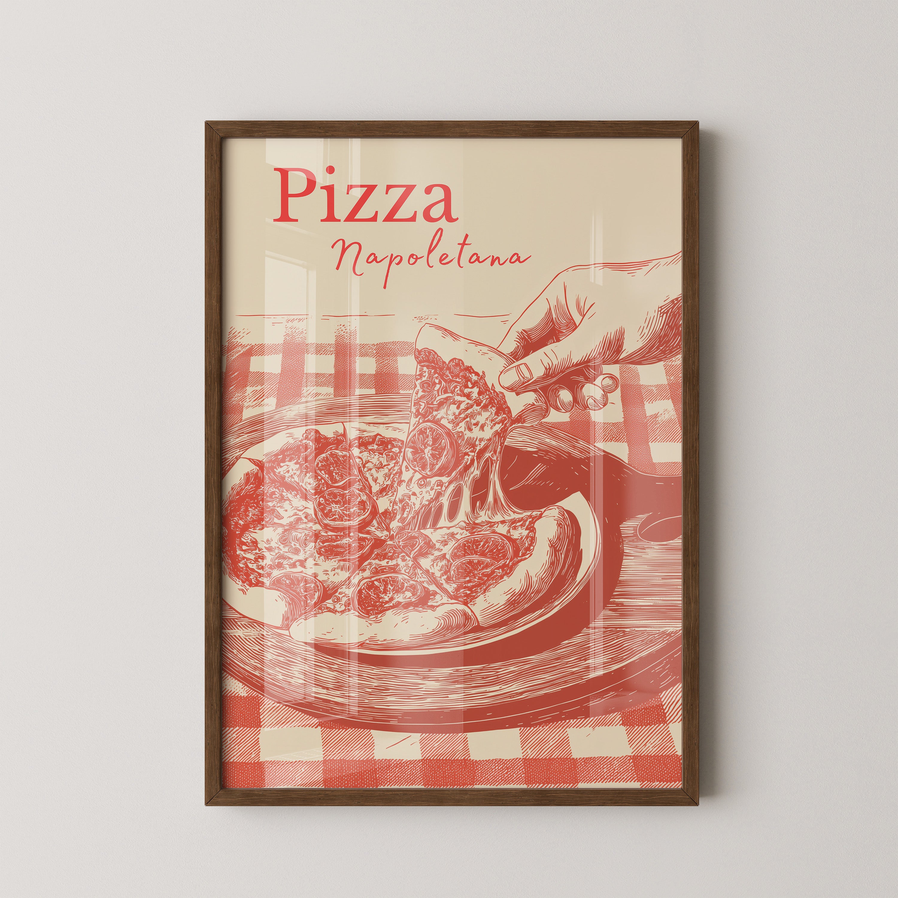 Pizza Illustration Retro-Stil