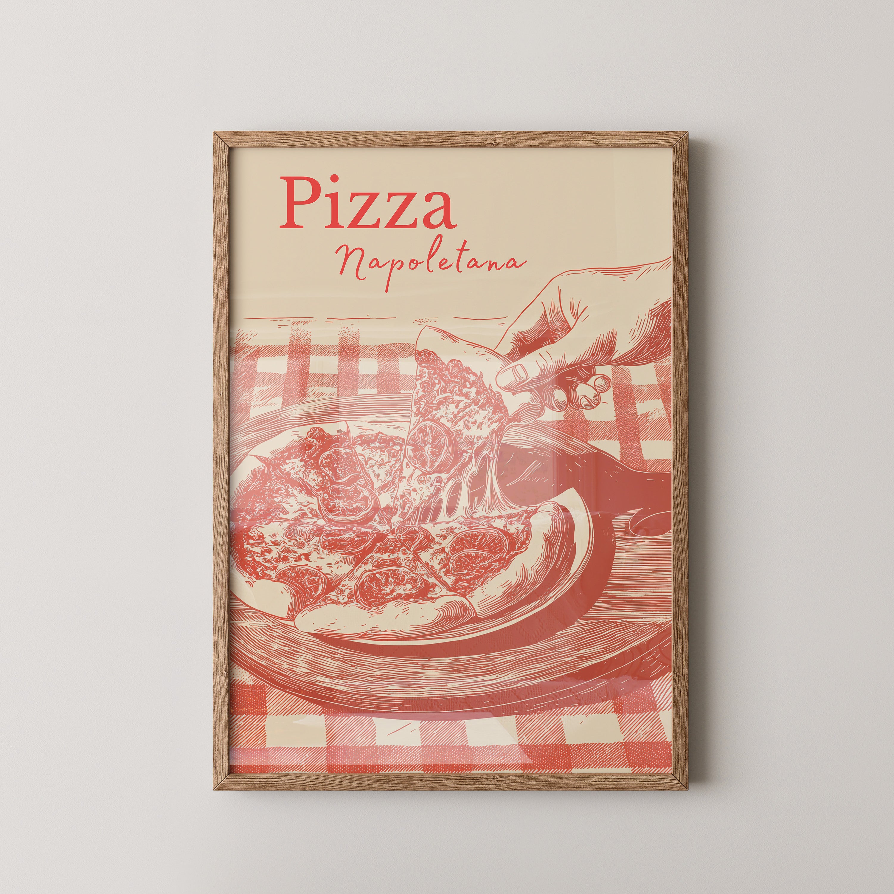 Pizza Illustration Retro-Stil