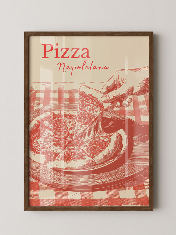 Pizza Illustration Retro-Stil
