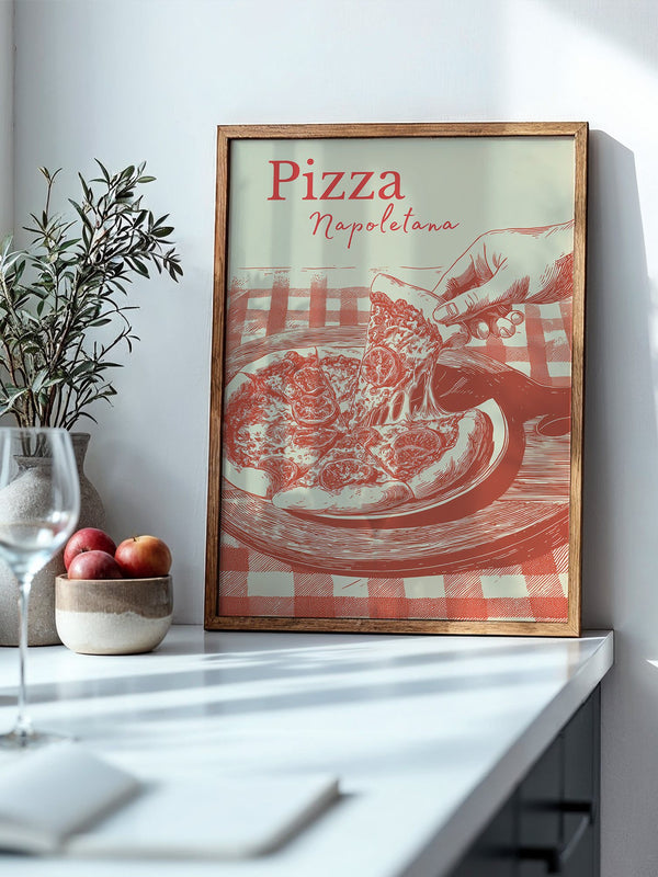Pizza Illustration Retro-Stil