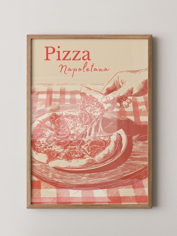 Pizza Illustration Retro-Stil