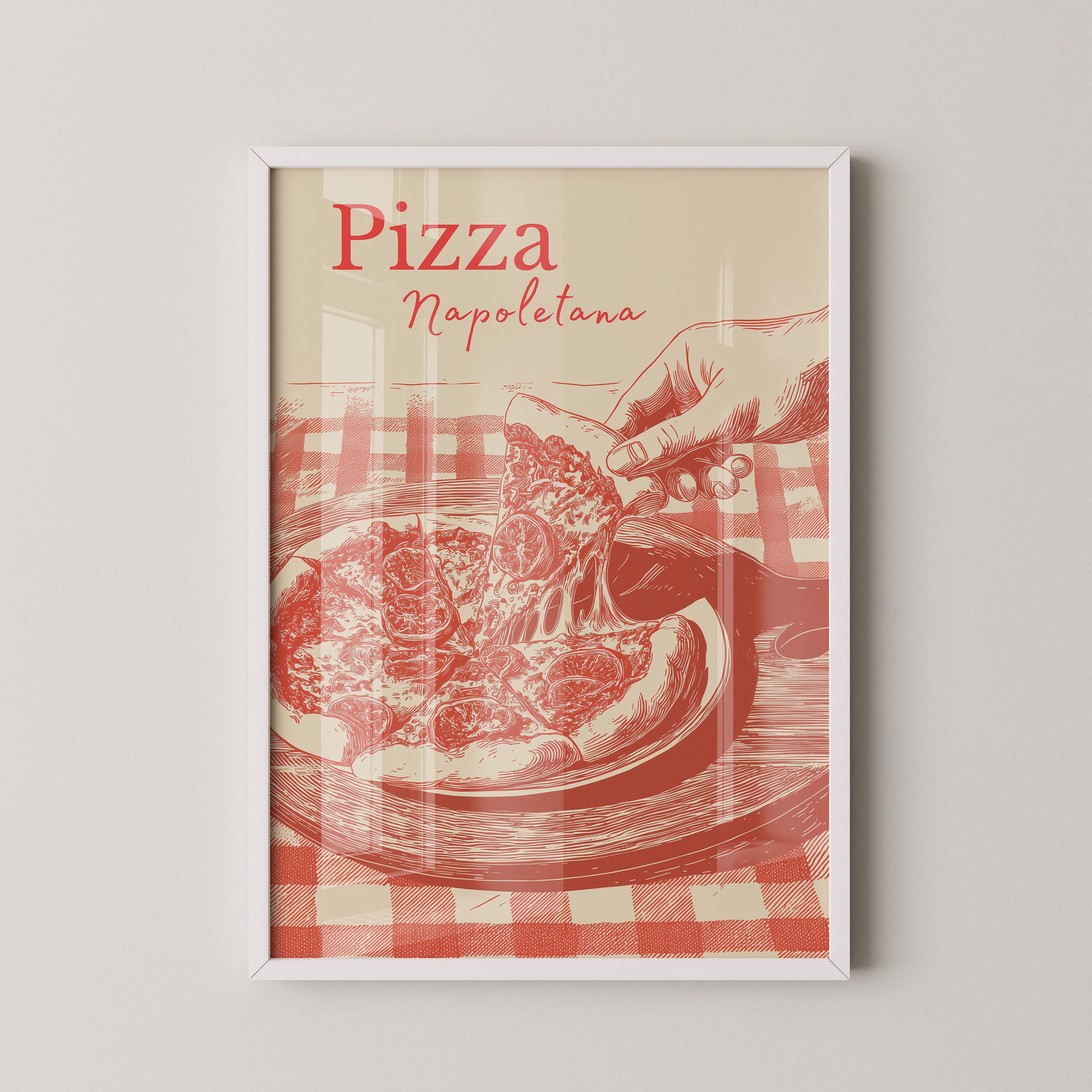 Pizza Illustration Retro-Stil