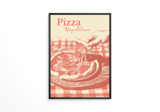 Pizza Illustration Retro-Stil